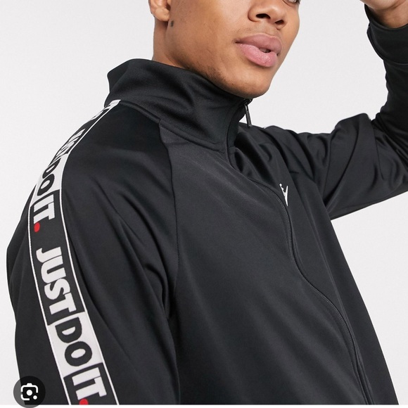 Nike Just Do It zip-through polyknit taping track jacket in black - Picture 3 of 4